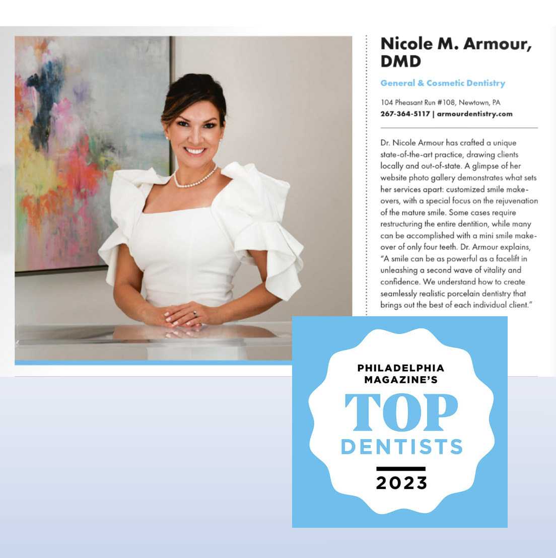 Voted a Top Dentist for 2023 - Armour Dentistry of Newtown